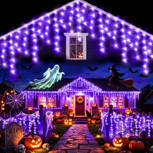 KNONEW 400 LED Purple Halloween Lights Outdoor