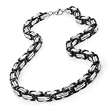 Impressive Mechanic Style Stainless Steel Men's Necklace Silver Black Chain for Men 21 Inches, Jewelry