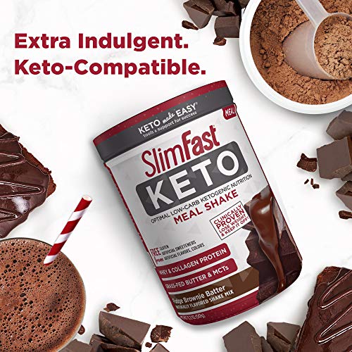 SlimFast Keto Meal Replacement Powder, Fudge Brownie Batter, Low Carb