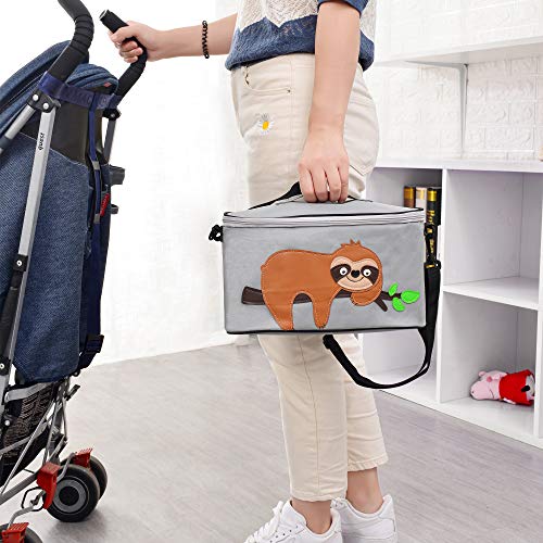 Universal Stroller Organizer Caddy with Cup Holders, Stroller Travel Bag with Shoulder Strap, Stroller Accessories Pockets for Carrying Diaper, Wipes, Toys, Phone, Snacks, Fit All Kinds Stroller