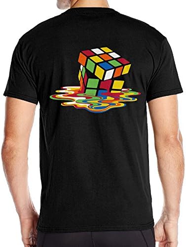 JinjiA Men's Melting Cube Funny Tshirts Black Size S