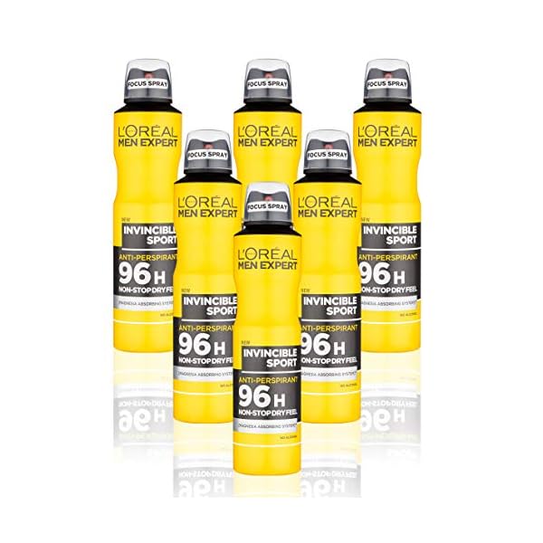 LOreal-Men-Expert-Invincible-Sport-96H-Anti-Perspirant-Deodorant-for-Men-250-ml-Pack-of-6-Bulk-Buy L'Oréal Men Expert Invincible Sport 96H Anti-Perspirant Deodorant for Men, 250 ml, Pack of 6, Bulk Buy