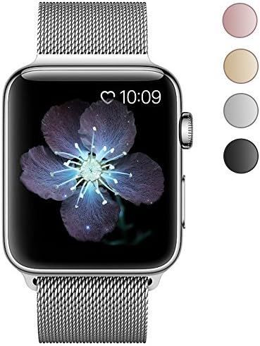 Apple Watch Band,Thmeth Double Electroplating Milanese Stainless Steel Replacement Band with Magnetic Closure Clasp for Series3,Series 2,Series1,Sport& Edition(42mm-Silver)