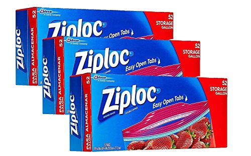 Ziploc Gallon Storage Bags, 52 Count, Pack of 3