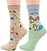 Women's Soft Cotton Cute Animal Patterned Fun Crew Socks 2 Pairs Camping