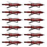 Wallner Chasing arrows 12pcs/lot hunting shooting arrowhead 100 grain broadheads archery 3-blades arrow head crossbow and recurve bow (Red)