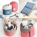 Travel Cosmetic Bags Barrel Makeup Bag,Women &Girls Portable Foldable Cases,Euow Multifunctional Toiletry Bucket Bags Round Organizer Storage Pocket Soft Collapsible,Waterproof. (Pink)