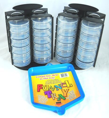 Carousel 24 Cup Bead, Hardware, Fishing, Craft Storage Organizers-1 Pair- with 1 Free Funnel Tray