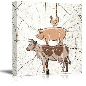 Square Livestocks Stack with Cow Pig and Chickenon...