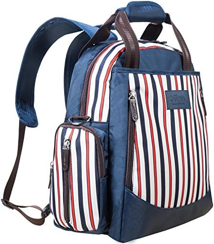 Baby Nappy Bag Backpack – Ollimy Nappy Changing Bags Backpack Rucksack Organiser Designer for Mums Girls Women – Baby Changing Bag Large with Changing Mat and Insulated Pocket (Stripe & Navy)