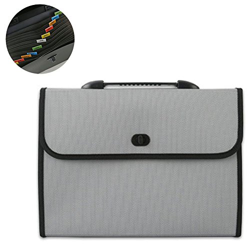 Little-Feet 13 Pockets Expanding File Folder Plastic A4 Letter Size Expandable File Organizer Self Document Accordion File Folder Wallet Briefcase Business Filing Box with Handle - Thumbnail 7