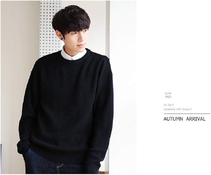 Amazon メンズニット メンズトップス 秋 冬 ニットトップス 無地 S ブラック セーター 通販