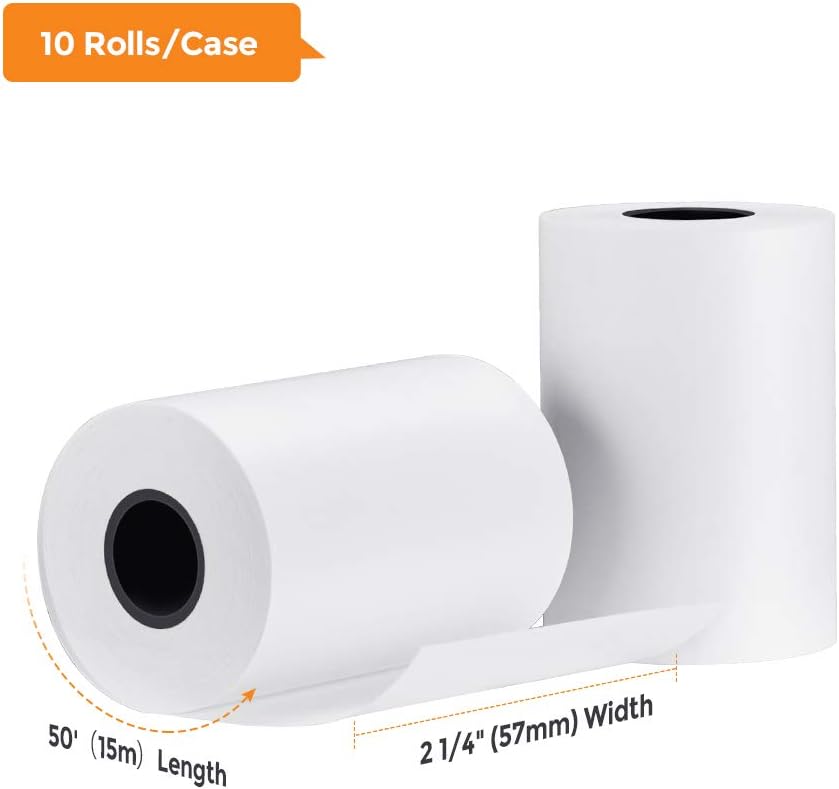 LOSRECAL Thermal Receipt Paper Rolls, 2 1/4" x 50' x 10 Rolls, POS Thermal Paper Rolls fit Credit Card Machine, Cash Register, 58MM Receipt Printer, POS Terminal, Handheld PDA : Office Products