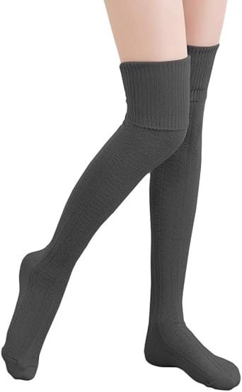 ULIJTH Oberschenkelhohe Socken Damen - Japanisches Herz, Gestreift, Spitze, Overknee, Größe XL