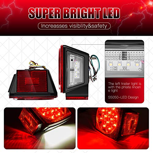 SUZCO Submersible Led Boat Marine Trailer Tail Guide Lights Break Breakaway Kit 12V, Utility Assembly Trail/Brake/Turn/Stop/Signal Red Light - DOT Compliant Over 80inch for Truck ATV Tractor Dump - Thumbnail 3