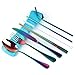Stainless Steel Flatware Set Reusable Cutlery Set Travel Utensils Set with Straws for Camping Office or School Lunch,Dishwasher Safe (Rainbow)