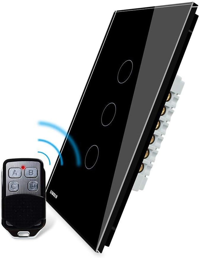 LIVOLO Black US Standard 3 Gang 1 Way Remote Switch With LED Indicator AC 110-220V, C503R-12