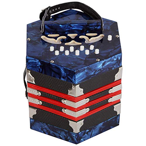 SODIAL Concertina Accordion 20-Button 40-Reed Anglo Style With Carrying Bag And Adjustable Hand Strap(Blue)