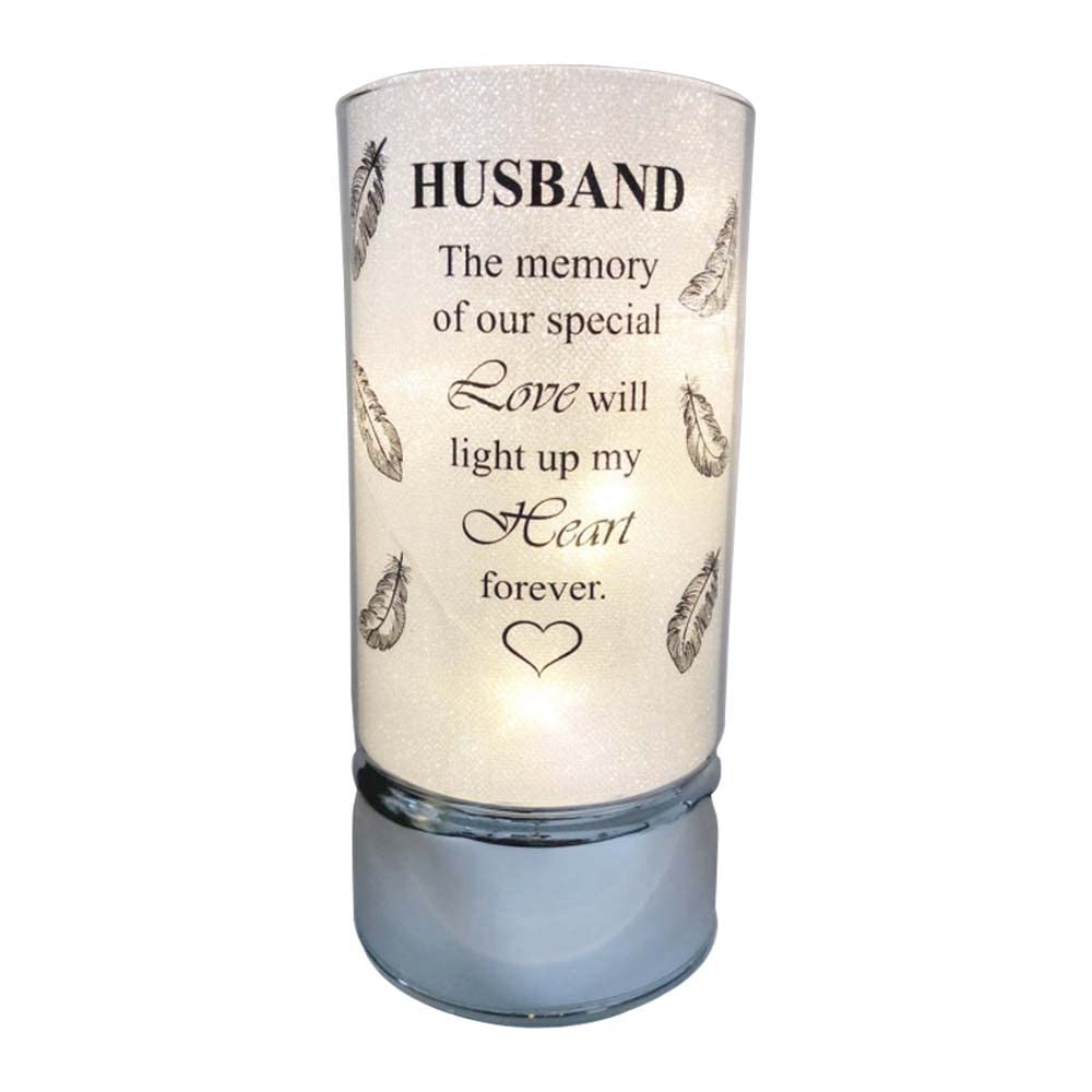 Memorial Light Tubes Ornament, Perfect for Garden and Graveside for Any Special Occasion in The Memory of Dad, Mum, Son, Daughter, Husband, Wife, Grandad, Nan, Brother, Sister. (20cm) (Husband)