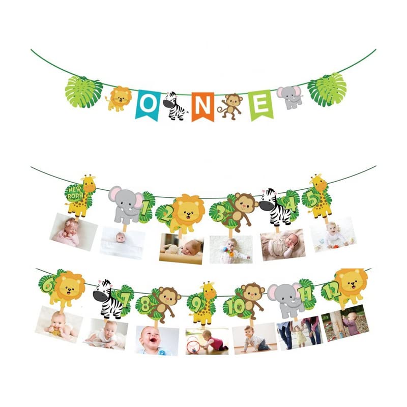 Ali's Creationz First Birthday Decorations For Boys Girls Wild One Safari Theme Photo Garland Animal Party Banner Set