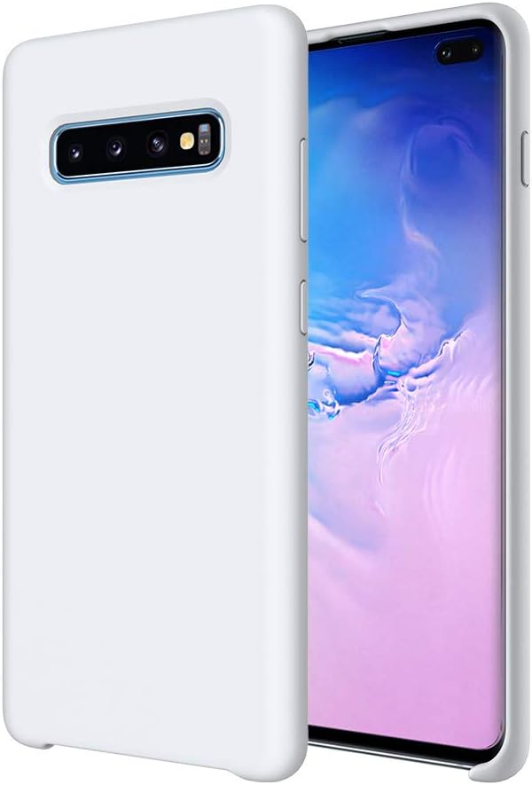 Galaxy S10 Plus Silicone Case, Soft Touch, TIAMAT Liquid Silicone Case with Microfiber Cloth Lining Cushion and Wireless Charging Compatible for Samsung Galaxy S10 Plus (6.4inch) - White