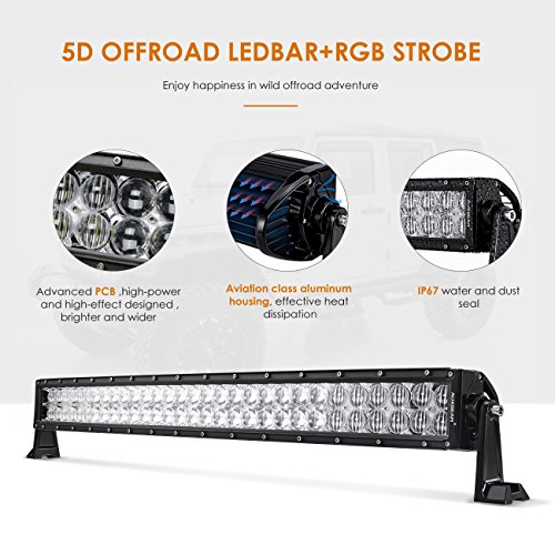 image for Auxbeam 32 Inch LED Light Bar RGB Multi-Color Curved LED Bar 5D V Seri