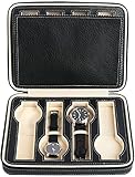 Mantello 8 Slot Leather Portable Travel Watch Case Storage Organizer, Black