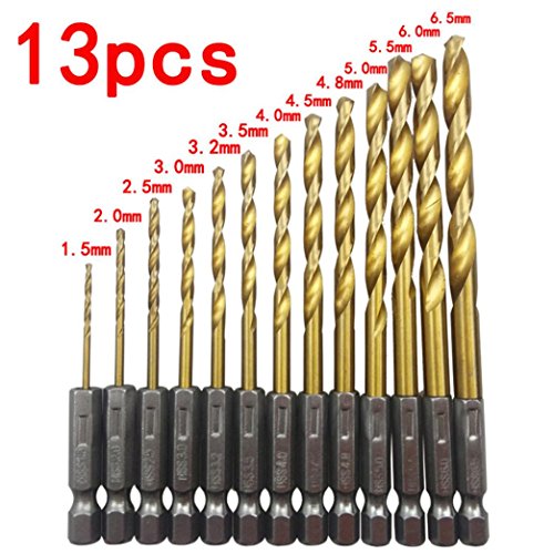 image for Tsmile 13Pcs Drill Bit Set High Speed Steel Quick Change Hex Shank Twi