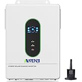 Hybrid Solar Inverter 12000W 48V, All-in-One Inverter Charger with Dual MPPT 500V 160A, 120V/240V Split Phase Output, Supports 6 Units Parallel, Pure Sine Wave for Home Off-Grid & On-Grid Use