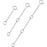 3 Pcs Necklace Extenders for Women Sterling Silver Necklace Extender Chain Extenders for Necklaces Anklet Bracelet Extender with Round Clasp Necklace Extension for Jewelry Making (1 2 3 Inch)