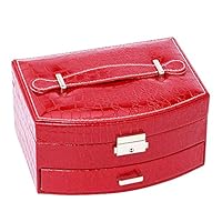 happyday04 Red PU Leather High-end Jewelry Box Multi-Layer Travel Portable Jewelry Box Creative Earrings Storage Box