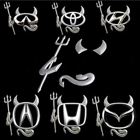 Amazon エンブレムを小悪魔に変身させる エンブレム装飾ステッカー 小悪魔メタリックシルバー 様々なメーカーのエンブレムに対応 オーナメント ステッカー デカール 車 バイク
