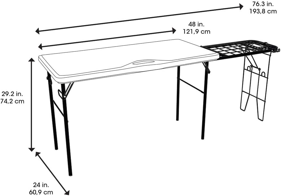 Lifetime Folding Tailgate Camp Table with Grill Rack, White : Garden & Outdoor