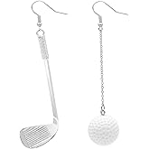 Funny Sport Ball Dangle Earrings Gift,Delicate Golf Ball Long Pendant Earrings for Women Lady Personalized Silver Drop Earrings Jewelry
