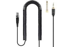 POYATU Audio Cable for Pioneer DJ HDJ-X10 HDJ X10 Headphones Replacement Cable Cord Black (Spring Spiral Coiled)
