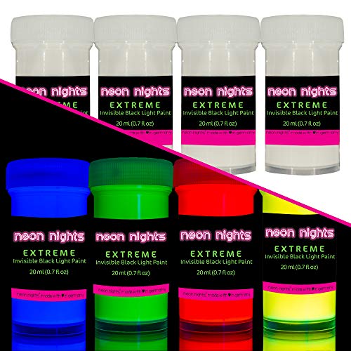 Invisible Blacklight Paint Extreme by neon nights Set of 4 Invisible