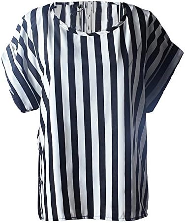 YOUNG LIGHT@ Womens Cute Geometric Print Loose Chiffon Blouses Top Shirt Cool T-shirt (X-Large,Vertical stripes)