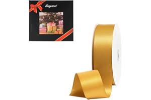 LIUYAXI Yellow Gold Double Face Satin Ribbon 1" X 50 Yards, Ribbons Perfect for Crafts, Gift Wrapping, Bow Making and More