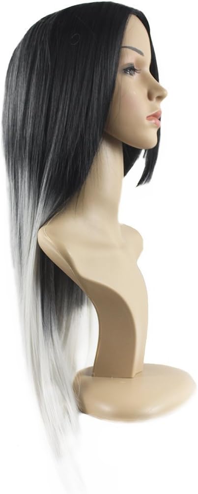 Xiaoyu 65cm Long Straight Black and Gray Gradient Female Wig, black + grey - Image 3