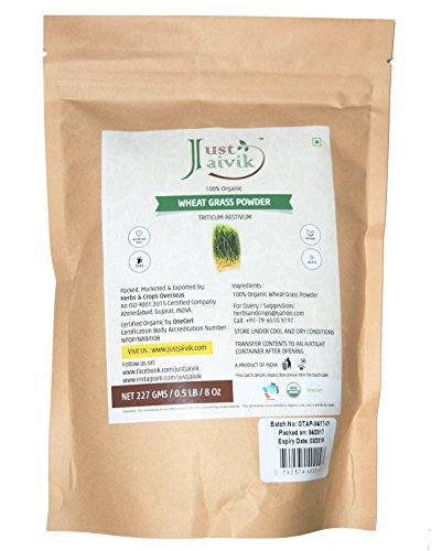 100% Organic Wheat Grass Powder - Triticum Aestivum- 227g (0.5 LB) - A Nutrition Rich superfood, Great Source of Vitamins and Minerals