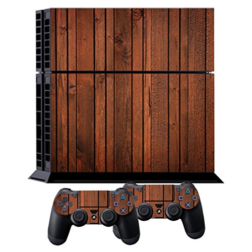 Skins for PS4 Controller - Decals for Playstation 4 Games - Stickers Cover for PS4 Console Sony Playstation Four Accessories Faceplate with Dualshock 4 Two Controllers Skin - Wooden