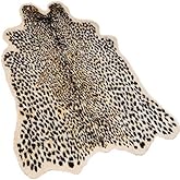 yingda1992 Leopard Area Rug Animals Printed Hide Mats Faux Fur Cowhide Skin Carpet for Home Office, Living Room, Bedroom, 5.2ft x 6.5ft (160 x 200cm)