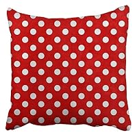 Starotor Throw Pillow Covers Decorative Cushion Cover Red White Polka Dot Geometric Pillowcase for Sofa Bed 18 x 18 Inches