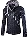 Beninos Men's Faux Leather Two-Pocket Trucker Coat with Detachable Hood (PY31, M) Black