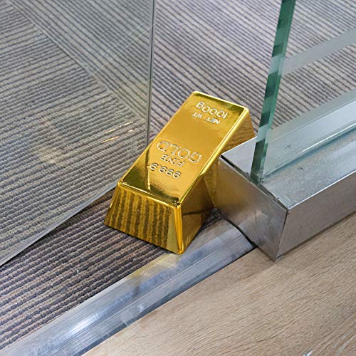 Gold Bullion Door Stopper, Fake Gold Bar Paperweight Shiny Gold Door Stop Heavy Duty Door Wedge for Home Office - Thumbnail 3
