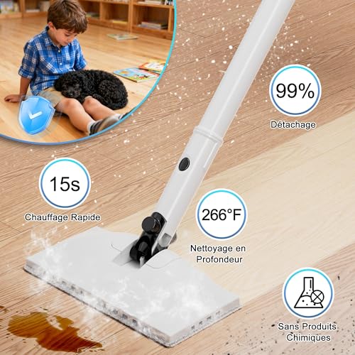 Vidattx Steam Cleaner, Multifunction Steam Cleaner, 8 in 1, 1500 W, Removes 99.9% of Viruses and Bacteria, Steam Cleaner ECO Without Detergents, Glass Cleaner, Sofa Steam Cleaner