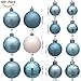 Sea Team 100 Pieces of Assorted Christmas Ball Ornaments Shatterproof Seasonal Decorative Hanging Baubles Set with Reusable Hand-held Gift Package for Holiday Xmas Tree Decorations, Babyblue