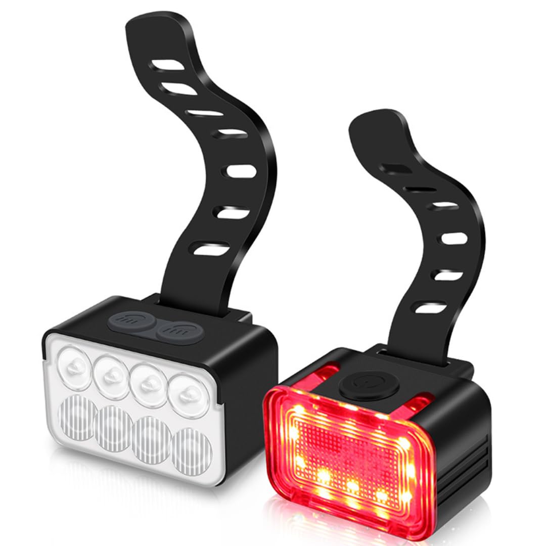 Vortex L12 Type C USB Aluminum Rechargeable Bike Light Set, 900 Lumen Super Bright Front and Rear light, Bicycle LED Light set for Night Riding Safety