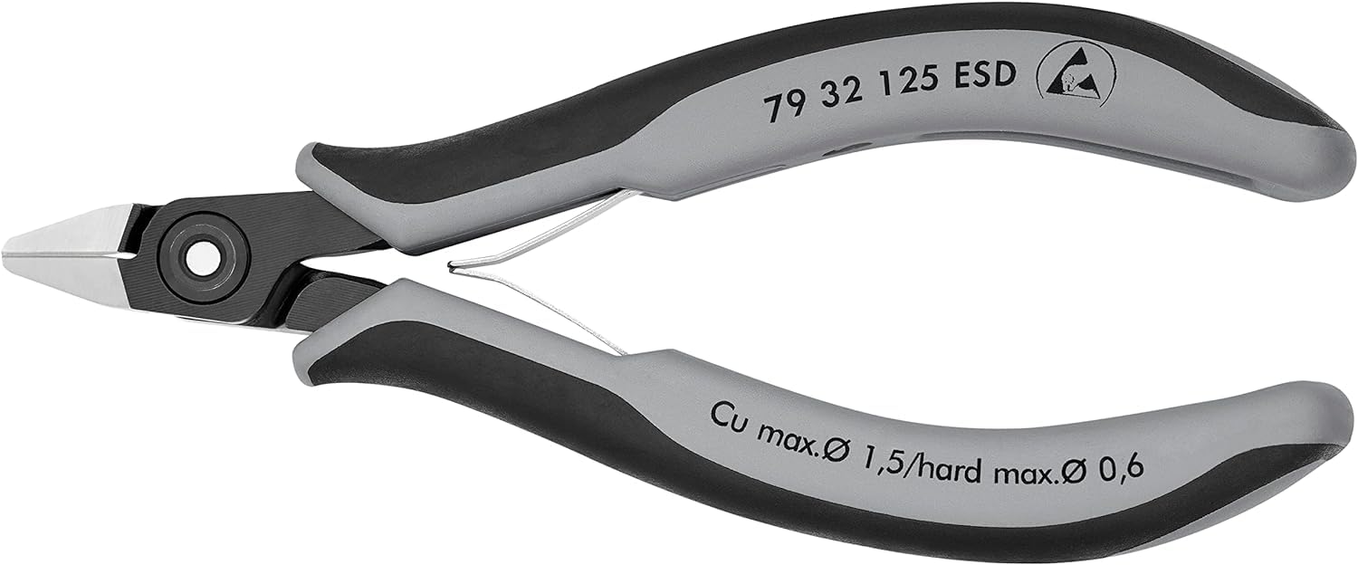 KNIPEX Precision Electronics Side Cutter ESD with Multi-Component Handles 125 mm, 79 32 125 ESD