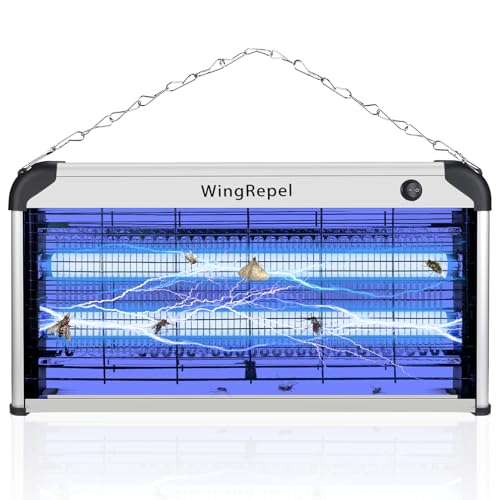 WingRepel Fliegenfalle Elektrisch Insektenvernichter mit UV Lampe 30W, UV Fliegenvernichter Elektrisch Innen, 2400V Leistungsstark Hängende Fliegenfal